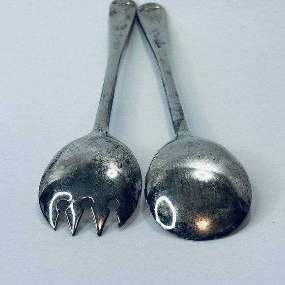 Raimond Silverplate Italy 9" Salad Serving Set Fork & Spoon Vintage - Picture 3 of 12